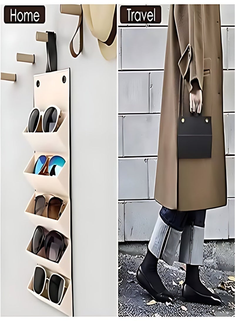 منظم نظارات شمسية متعدد الفتحات حقيبة سفر لنظارات شمسية حقيبة تخزين نظارات السفر 5 فتحات حقيبة تخزين نظارات شمسية محمولة صندوق حامل نظارات قابل للطي حاويات عرض للنظارات للنساء والرجال - view 2